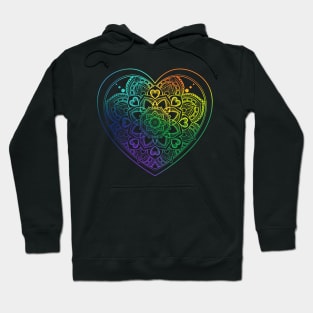 Mandala heart and zentangle patterns rainbow Hoodie